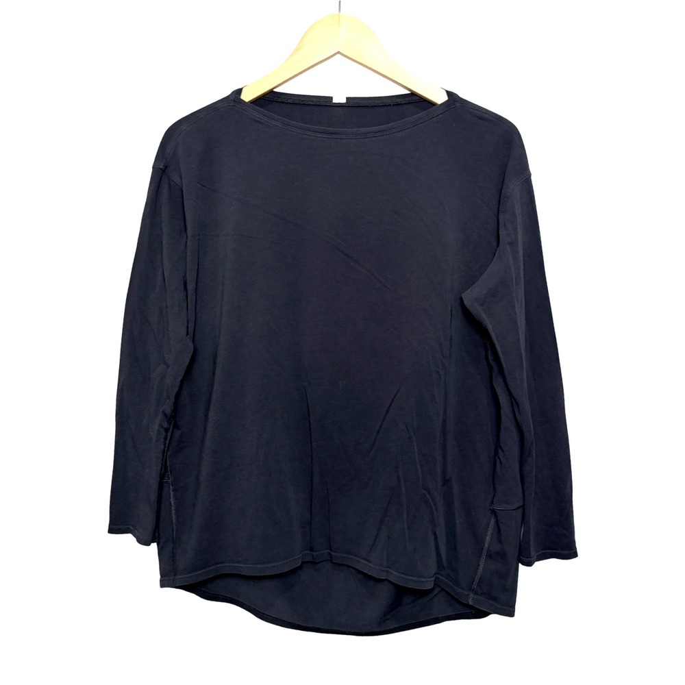 Lululemon Long Sleeve‎ Top Womens 6 Black Excellent Boxy Boat Neck High Low Hem
